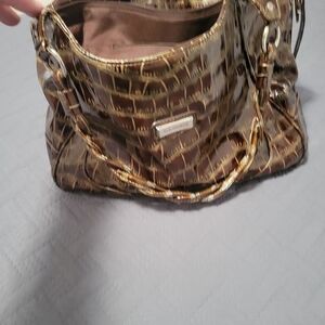 Sag Harbor Glossy Brown Crocodile Shoulder Bag